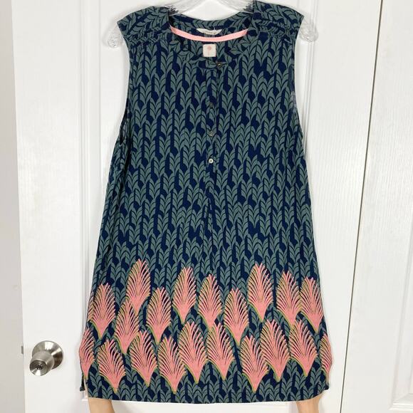 New WHITE STUFF Dress UK14/US10 Tunic Collarless Sleeveless Button Neck Bohemian - Picture 2 of 13